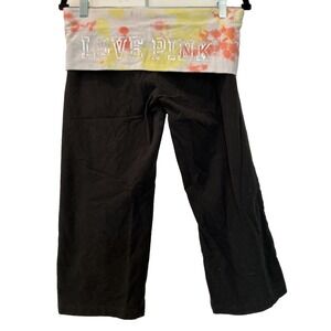 Y2K Victoria's Secret PINK Pink Yellow Tie Dye Foldover Yoga Flare Capris